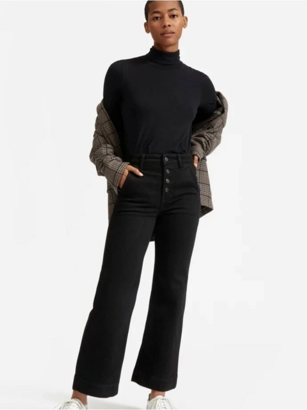 Everlane High rise The Button-fly Wide Leg Jean Black Jeans